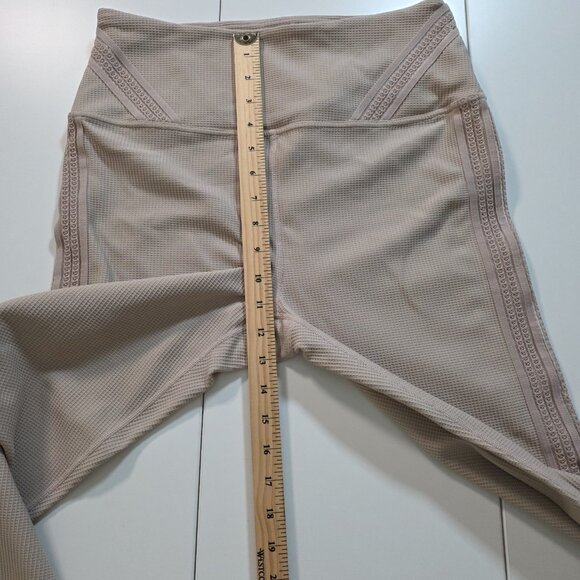FP Movement by Free People Leggings Womens L Beige Lace Waffle Knit Yoga Pilates - Picture 6 of 16
